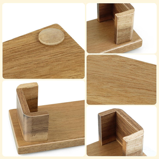 Acacia Wood Business Card Holder Desk Office Essentials, 60 Card Capacity