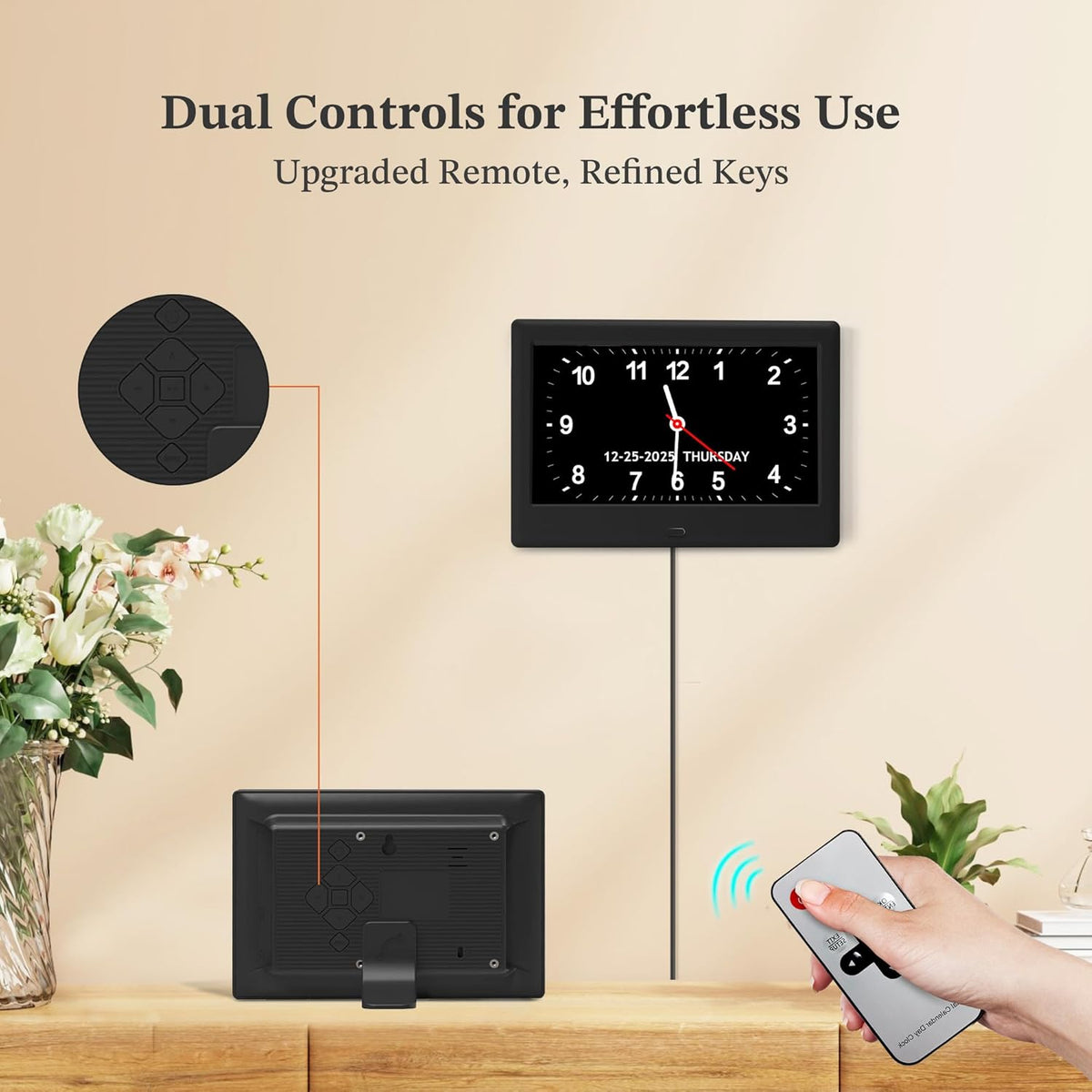 7'' Dementia Clocks for Seniors, Large Display Digital Clock with Date Time