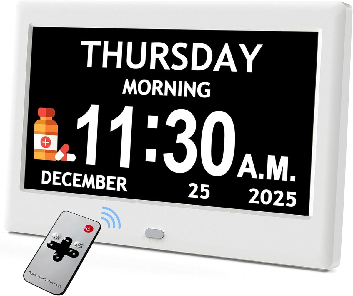 7'' Dementia Clocks for Seniors, Large Display Digital Clock with Date Time