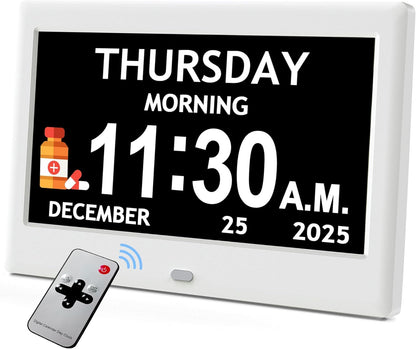 7'' Dementia Clocks for Seniors, Large Display Digital Clock with Date Time