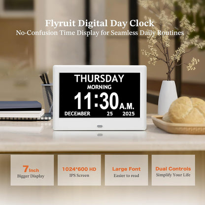 7'' Dementia Clocks for Seniors, Large Display Digital Clock with Date Time