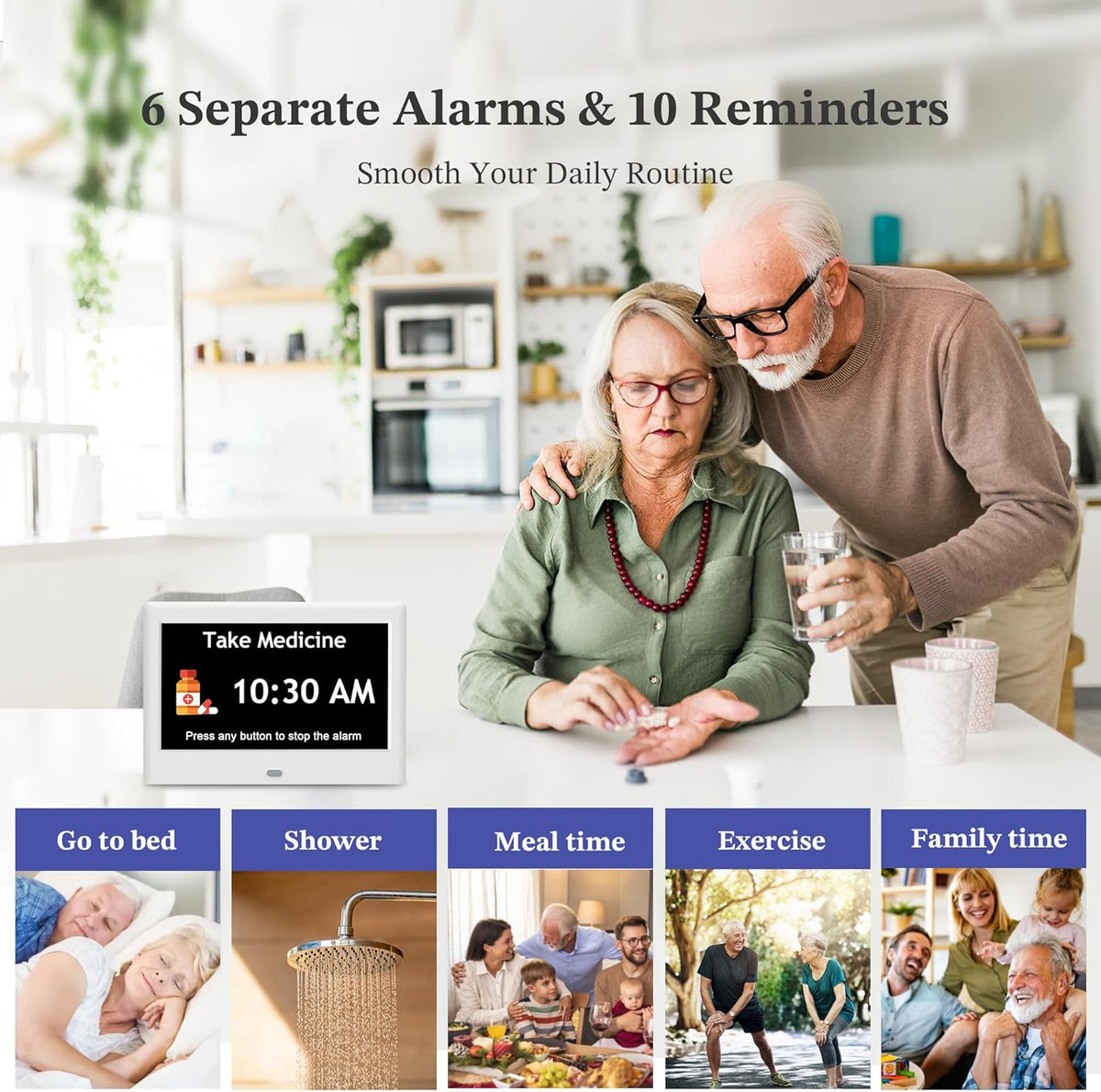 7'' Dementia Clocks for Seniors, Large Display Digital Clock with Date Time