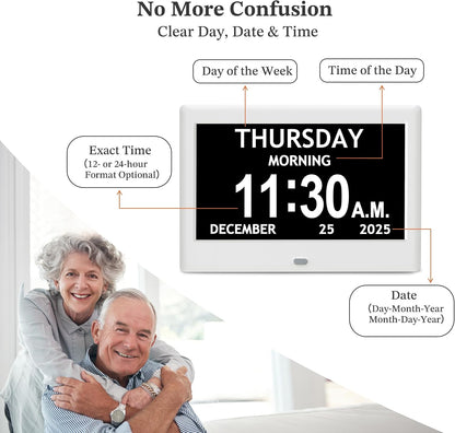 7'' Dementia Clocks for Seniors, Large Display Digital Clock with Date Time