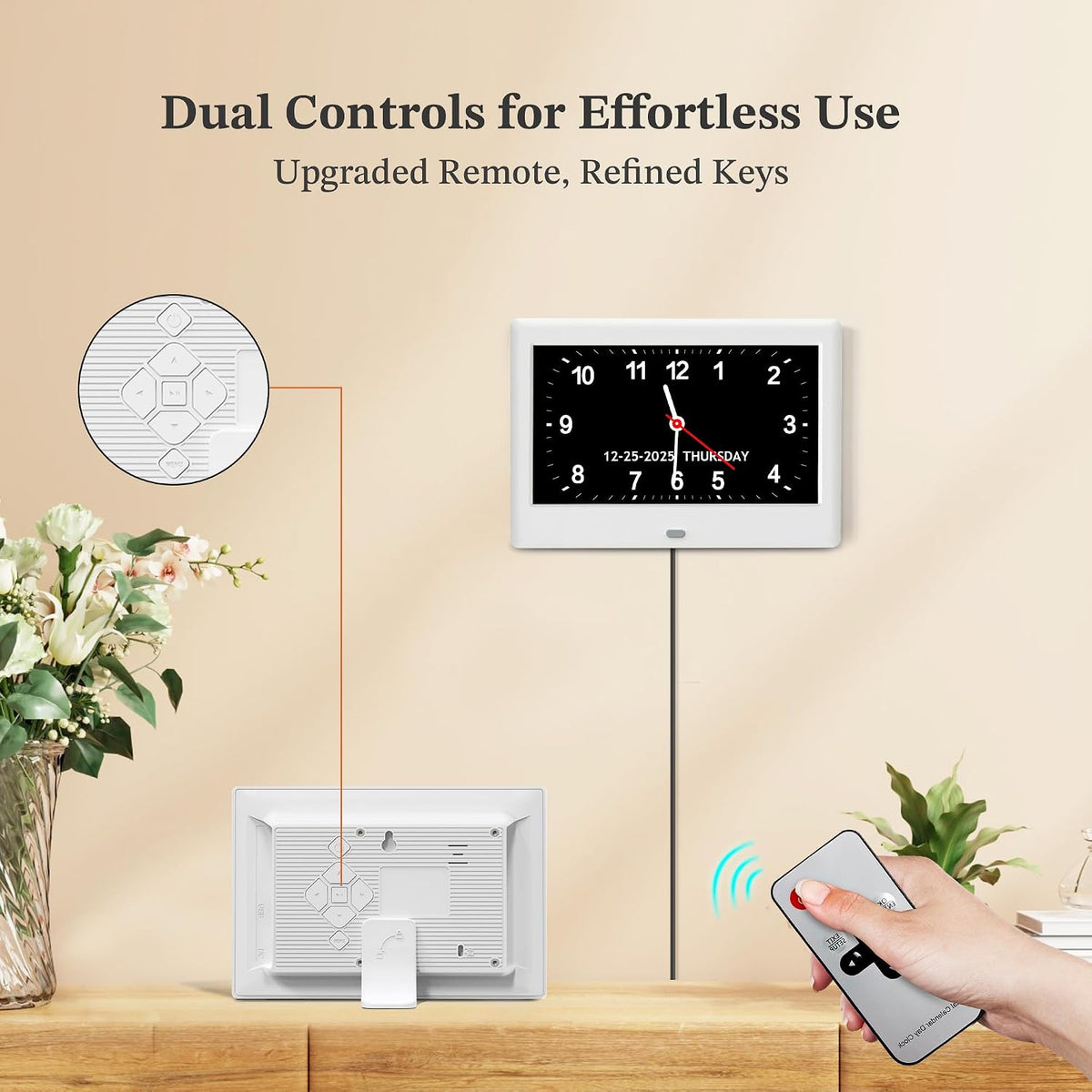 7'' Dementia Clocks for Seniors, Large Display Digital Clock with Date Time