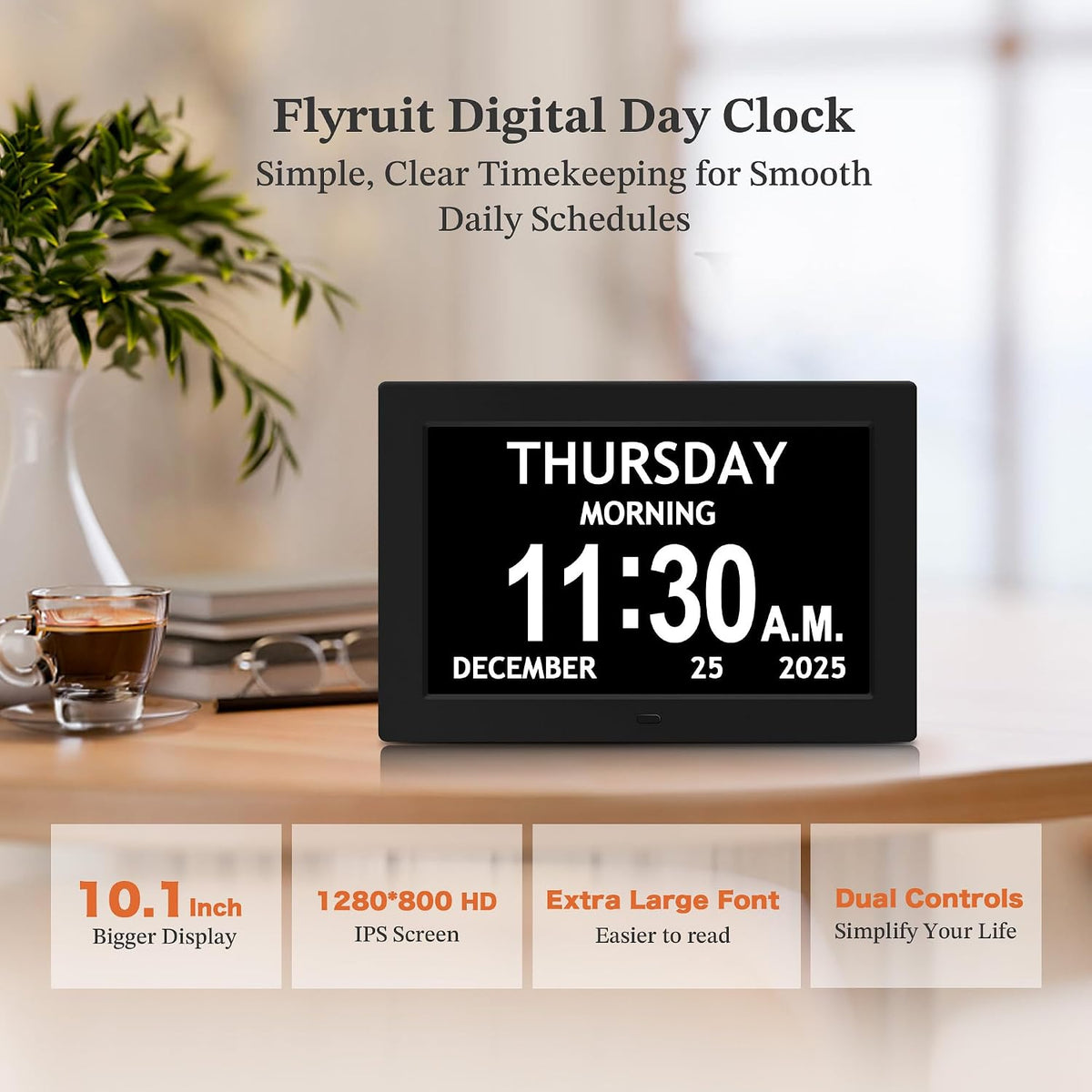 7'' Dementia Clocks for Seniors, Large Display Digital Clock with Date Time