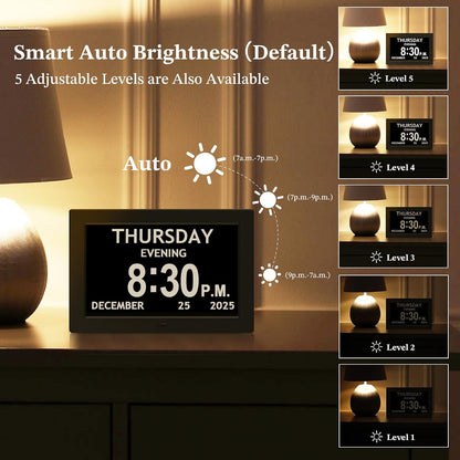 7'' Dementia Clocks for Seniors, Large Display Digital Clock with Date Time