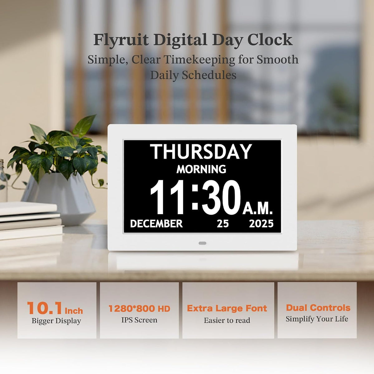 7'' Dementia Clocks for Seniors, Large Display Digital Clock with Date Time