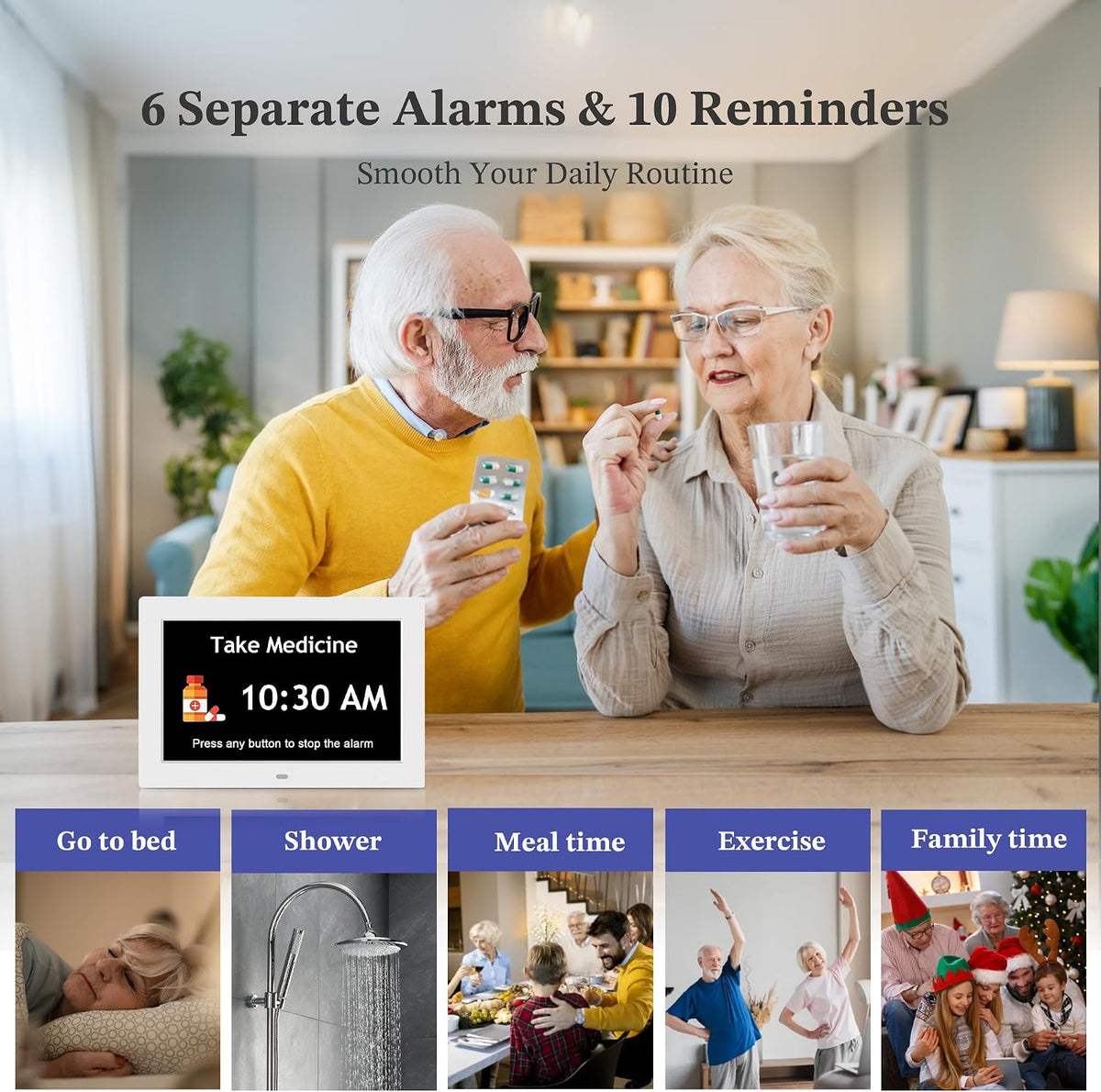 7'' Dementia Clocks for Seniors, Large Display Digital Clock with Date Time