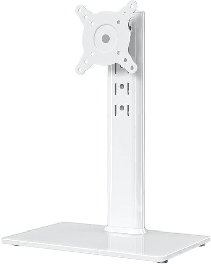 Single LCD Computer Monitor Free-Standing Desk Stand Mount Riser for 13 inch to 32 inch screen with Swivel, Height Adjustable, Rotation, Vesa Base Stand Holds One (1) Screen up to 77Lbs(HT05B-001))