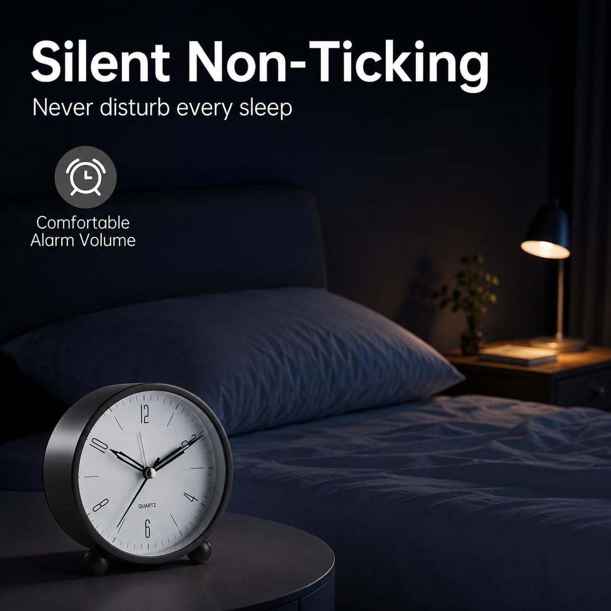 Analog Alarm Clock, 4 inch Super Silent Non Ticking Small Clock with Night Light, Battery Operated, Simple Design, Old Fashioned Style Ideal Decor, for Bedroom, Bedside, Desk, Adult, Gift, Green