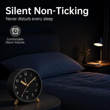 Analog Alarm Clock, 4 inch Super Silent Non Ticking Small Clock with Night Light, Battery Operated, Simple Design, Old Fashioned Style Ideal Decor, for Bedroom, Bedside, Desk, Adult, Gift, Green