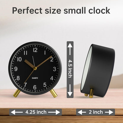 Analog Alarm Clock, 4 inch Super Silent Non Ticking Small Clock with Night Light, Battery Operated, Simple Design, Old Fashioned Style Ideal Decor, for Bedroom, Bedside, Desk, Adult, Gift, Green