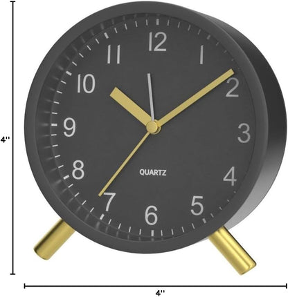 Analog Alarm Clock, 4 inch Super Silent Non Ticking Small Clock with Night Light, Battery Operated, Simple Design, Old Fashioned Style Ideal Decor, for Bedroom, Bedside, Desk, Adult, Gift, Green