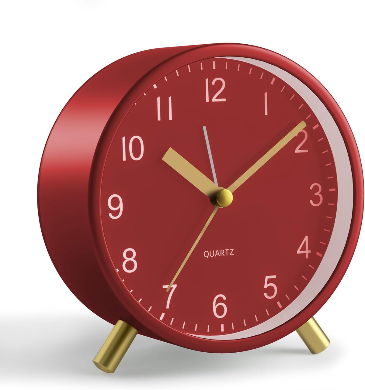 Analog Alarm Clock, 4 inch Super Silent Non Ticking Small Clock with Night Light, Battery Operated, Simple Design, Old Fashioned Style Ideal Decor, for Bedroom, Bedside, Desk, Adult, Gift, Green
