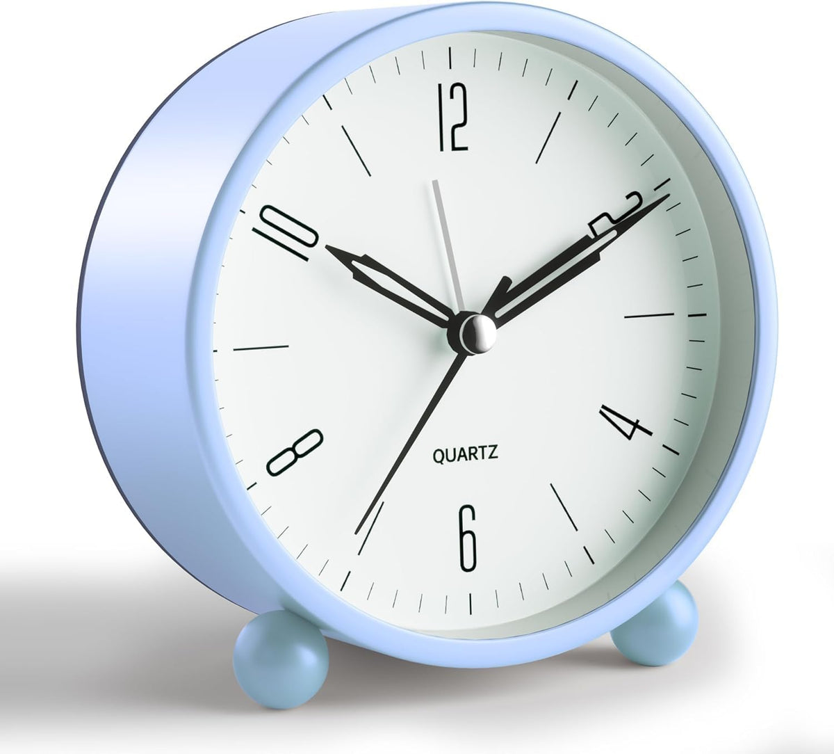 Analog Alarm Clock, 4 inch Super Silent Non Ticking Small Clock with Night Light, Battery Operated, Simple Design, Old Fashioned Style Ideal Decor, for Bedroom, Bedside, Desk, Adult, Gift, Green