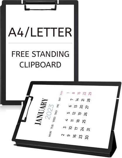Free Standing Clipboard and Desktop Stand with Adjustable Buckles Easel Back - Foldable Stand and Document Holder for School, Office and Business Use (9.37 x 12.6 inches) (Green)