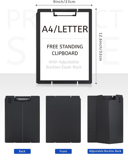Free Standing Clipboard and Desktop Stand with Adjustable Buckles Easel Back - Foldable Stand and Document Holder for School, Office and Business Use (9.37 x 12.6 inches) (Green)