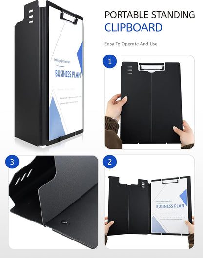 Free Standing Clipboard and Desktop Stand with Adjustable Buckles Easel Back - Foldable Stand and Document Holder for School, Office and Business Use (9.37 x 12.6 inches) (Green)