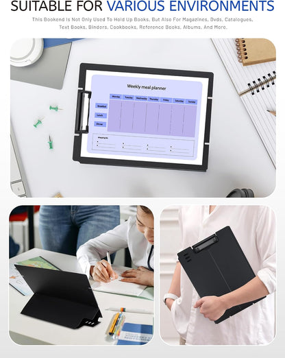 Free Standing Clipboard and Desktop Stand with Adjustable Buckles Easel Back - Foldable Stand and Document Holder for School, Office and Business Use (9.37 x 12.6 inches) (Green)