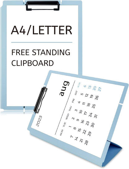 Free Standing Clipboard and Desktop Stand with Adjustable Buckles Easel Back - Foldable Stand and Document Holder for School, Office and Business Use (9.37 x 12.6 inches) (Green)
