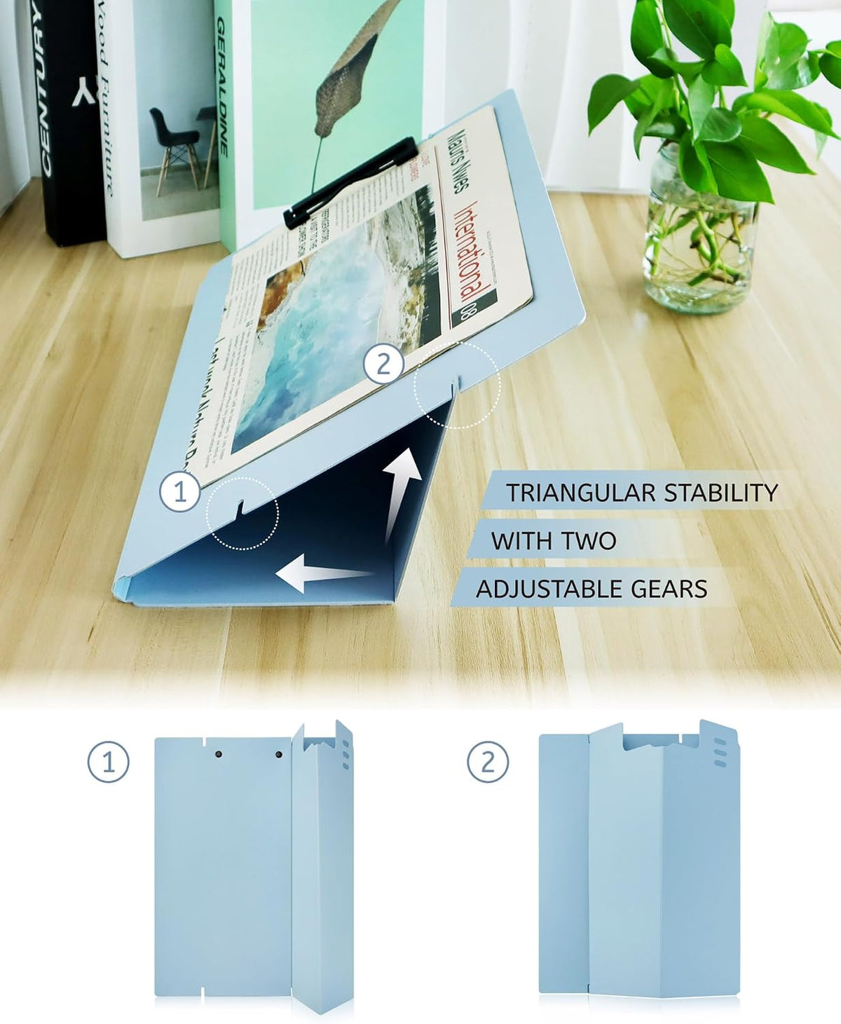 Free Standing Clipboard and Desktop Stand with Adjustable Buckles Easel Back - Foldable Stand and Document Holder for School, Office and Business Use (9.37 x 12.6 inches) (Green)