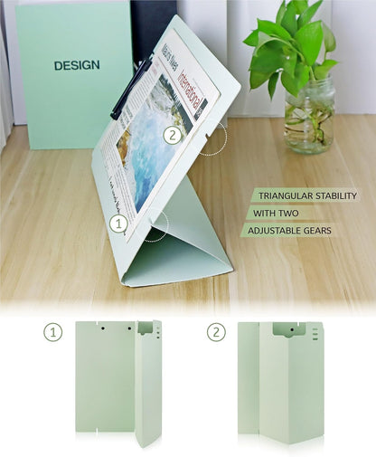 Free Standing Clipboard and Desktop Stand with Adjustable Buckles Easel Back - Foldable Stand and Document Holder for School, Office and Business Use (9.37 x 12.6 inches) (Green)