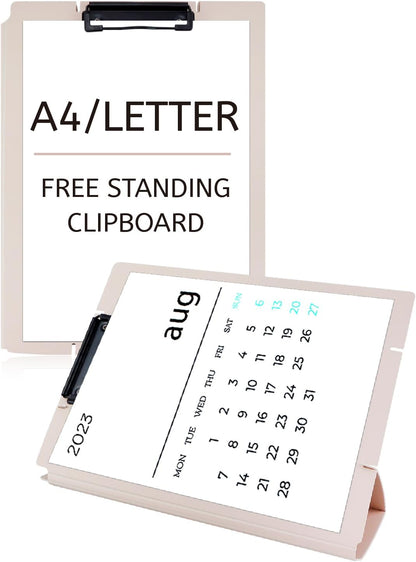 Free Standing Clipboard and Desktop Stand with Adjustable Buckles Easel Back - Foldable Stand and Document Holder for School, Office and Business Use (9.37 x 12.6 inches) (Green)