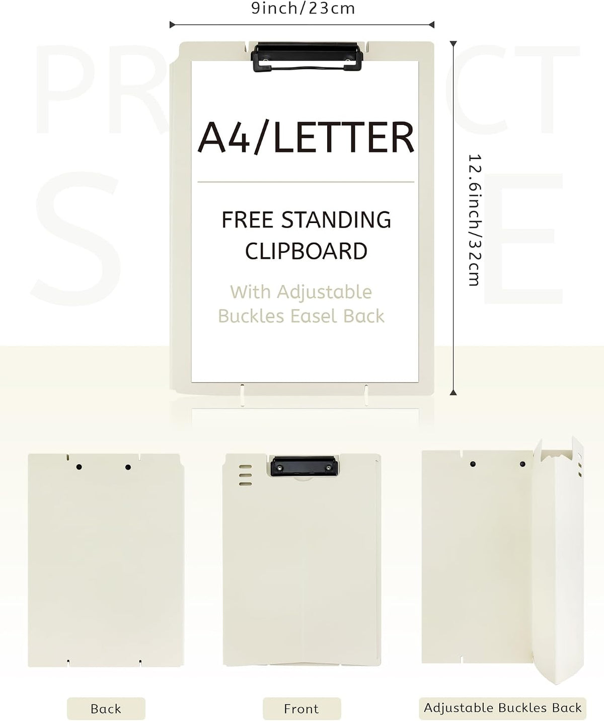 Free Standing Clipboard and Desktop Stand with Adjustable Buckles Easel Back - Foldable Stand and Document Holder for School, Office and Business Use (9.37 x 12.6 inches) (Green)
