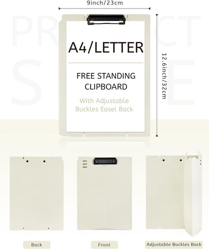 Free Standing Clipboard and Desktop Stand with Adjustable Buckles Easel Back - Foldable Stand and Document Holder for School, Office and Business Use (9.37 x 12.6 inches) (Green)
