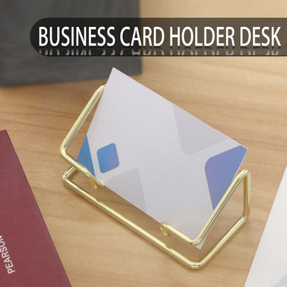 2 Pack Gold Metal Business Card Holder for Desk, Card Stand for Office Home