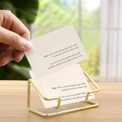 2 Pack Gold Metal Business Card Holder for Desk, Card Stand for Office Home
