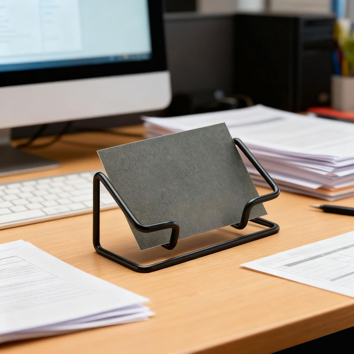 2 Pack Gold Metal Business Card Holder for Desk, Card Stand for Office Home