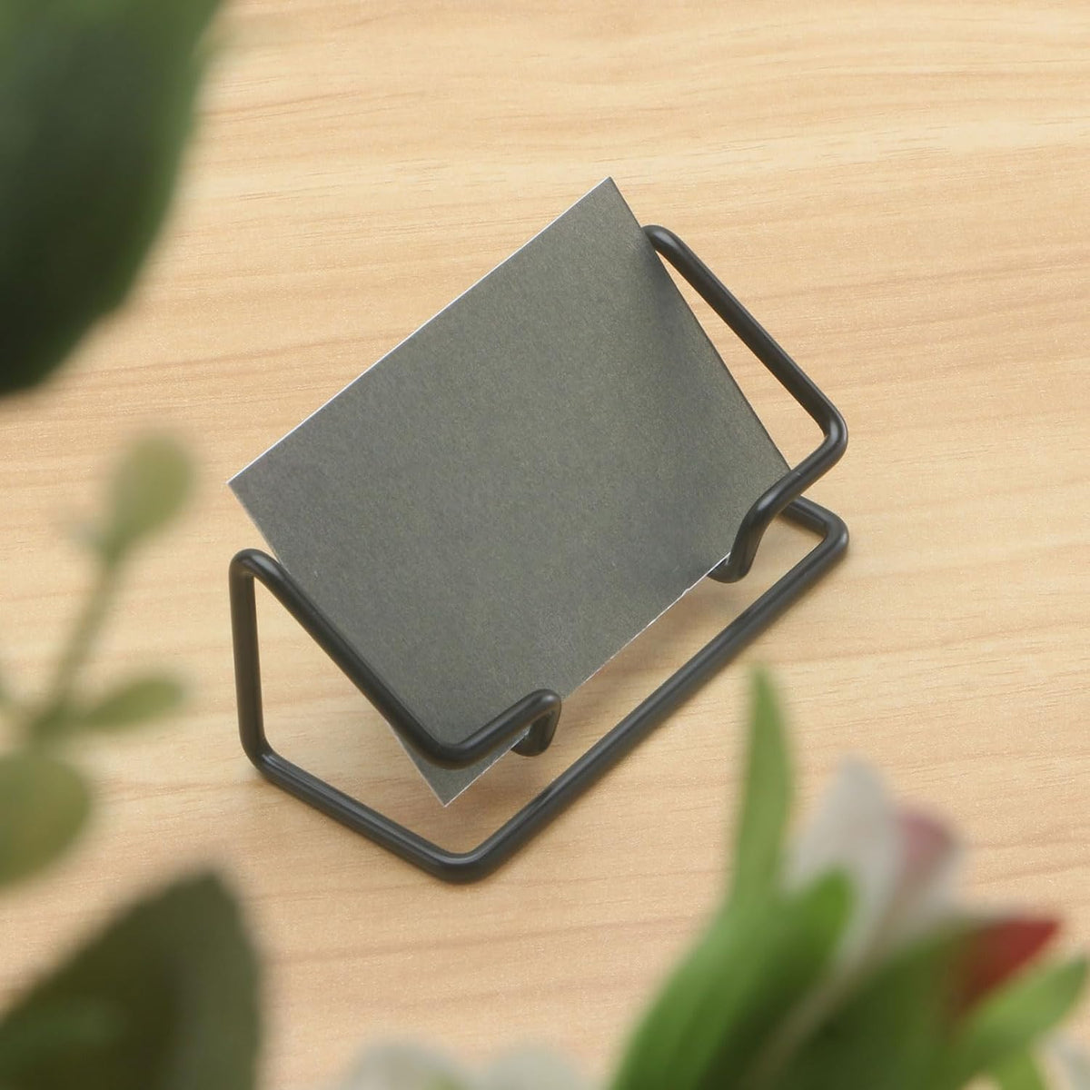 2 Pack Gold Metal Business Card Holder for Desk, Card Stand for Office Home