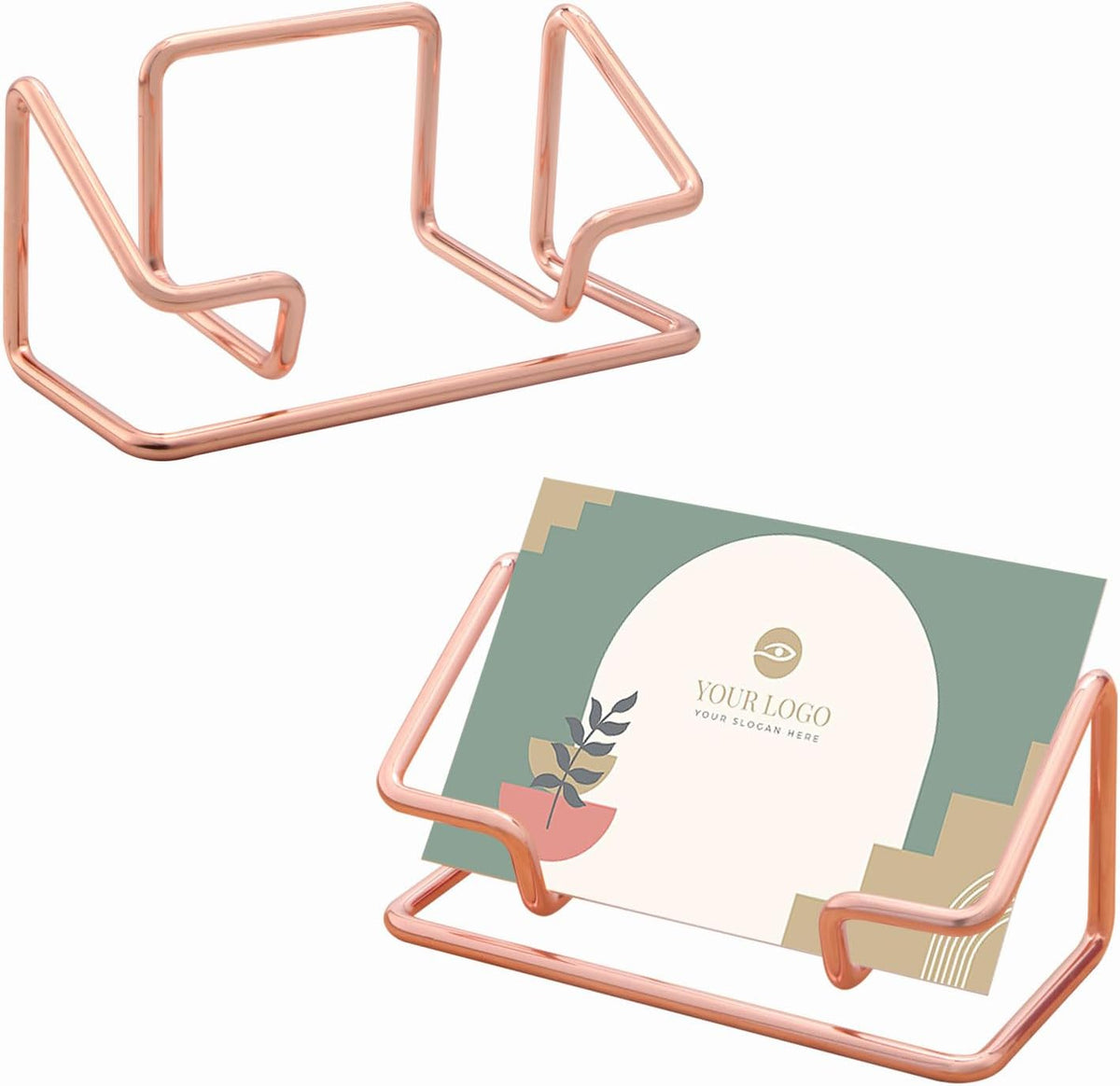 2 Pack Gold Metal Business Card Holder for Desk, Card Stand for Office Home