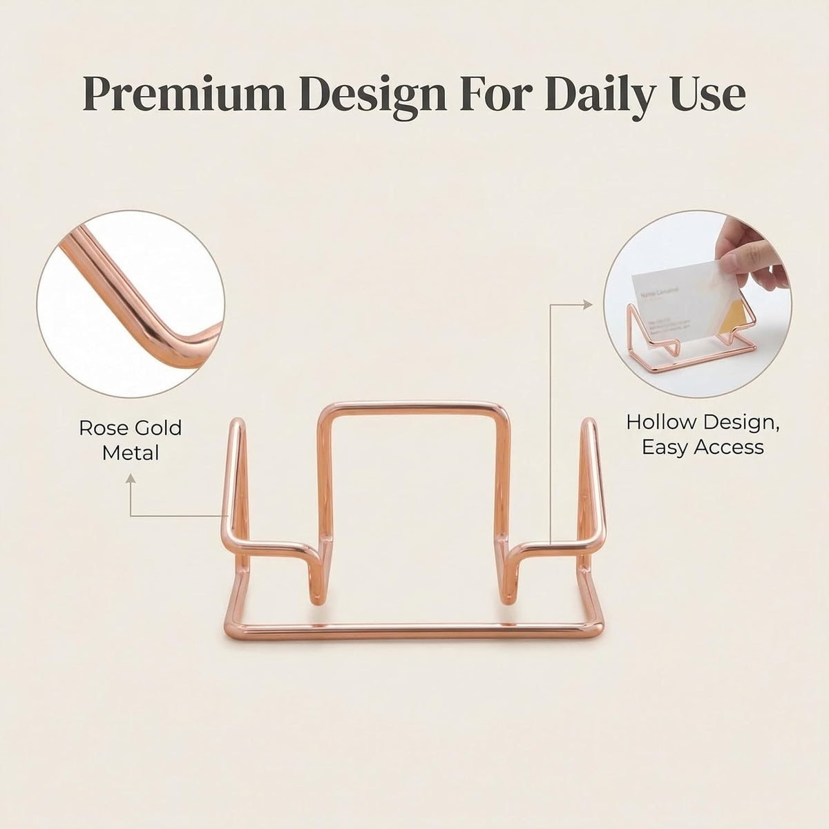 2 Pack Gold Metal Business Card Holder for Desk, Card Stand for Office Home