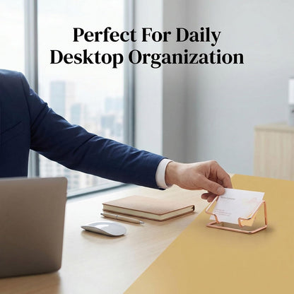 2 Pack Gold Metal Business Card Holder for Desk, Card Stand for Office Home