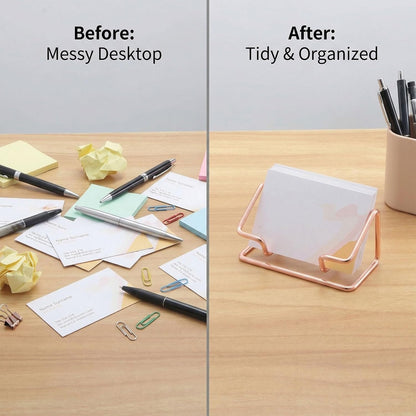 2 Pack Gold Metal Business Card Holder for Desk, Card Stand for Office Home