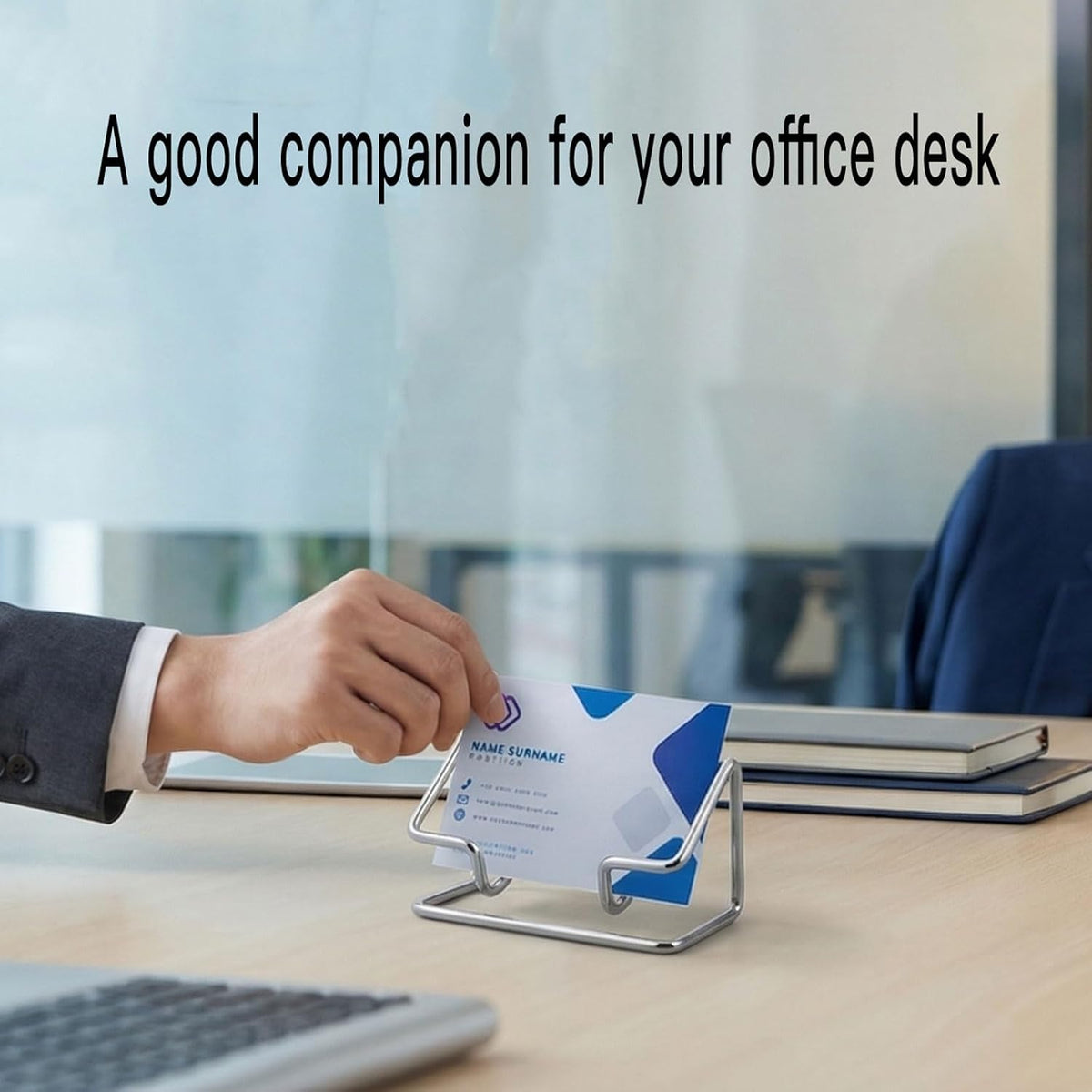 2 Pack Gold Metal Business Card Holder for Desk, Card Stand for Office Home