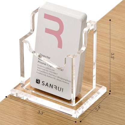 Vertical Business Card Holder for Desk，Clear Acrylic Business Card Display Stand，1 Slots ，Holds 50-60 Cards