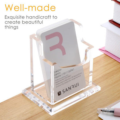 Vertical Business Card Holder for Desk，Clear Acrylic Business Card Display Stand，1 Slots ，Holds 50-60 Cards