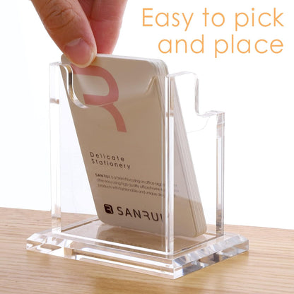 Vertical Business Card Holder for Desk，Clear Acrylic Business Card Display Stand，1 Slots ，Holds 50-60 Cards