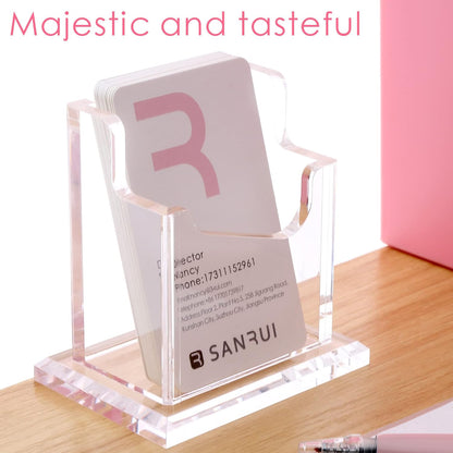 Vertical Business Card Holder for Desk，Clear Acrylic Business Card Display Stand，1 Slots ，Holds 50-60 Cards