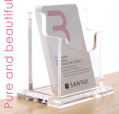 Vertical Business Card Holder for Desk，Clear Acrylic Business Card Display Stand，1 Slots ，Holds 50-60 Cards