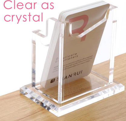 Vertical Business Card Holder for Desk，Clear Acrylic Business Card Display Stand，1 Slots ，Holds 50-60 Cards