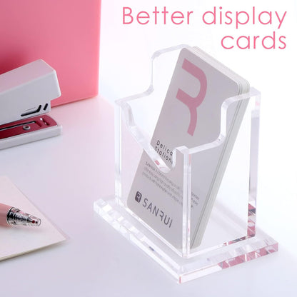 Vertical Business Card Holder for Desk，Clear Acrylic Business Card Display Stand，1 Slots ，Holds 50-60 Cards