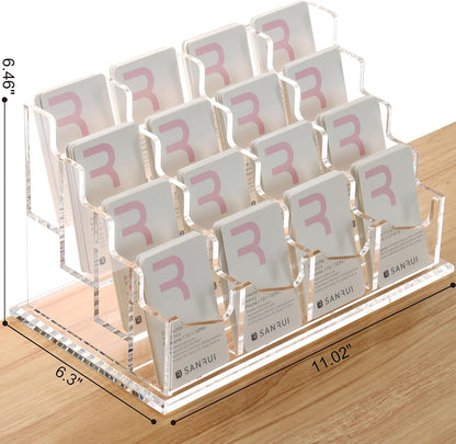 Vertical Business Card Holder for Desk，Clear Acrylic Business Card Display Stand，1 Slots ，Holds 50-60 Cards