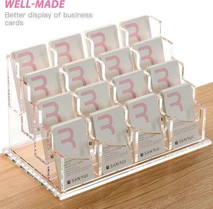 Vertical Business Card Holder for Desk，Clear Acrylic Business Card Display Stand，1 Slots ，Holds 50-60 Cards