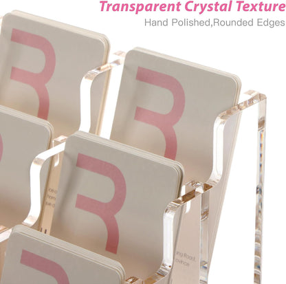 Vertical Business Card Holder for Desk，Clear Acrylic Business Card Display Stand，1 Slots ，Holds 50-60 Cards