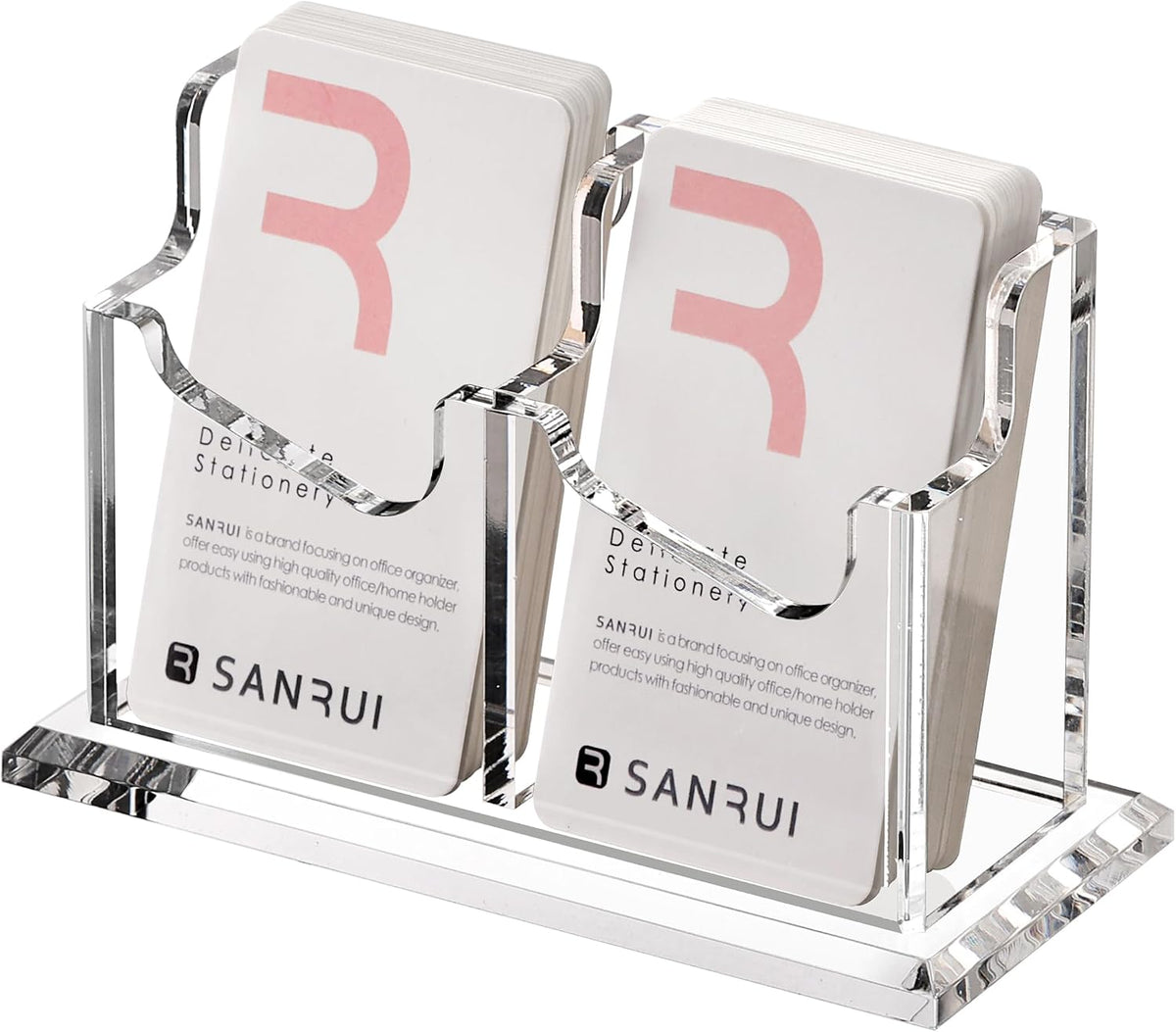 Vertical Business Card Holder for Desk，Clear Acrylic Business Card Display Stand，1 Slots ，Holds 50-60 Cards