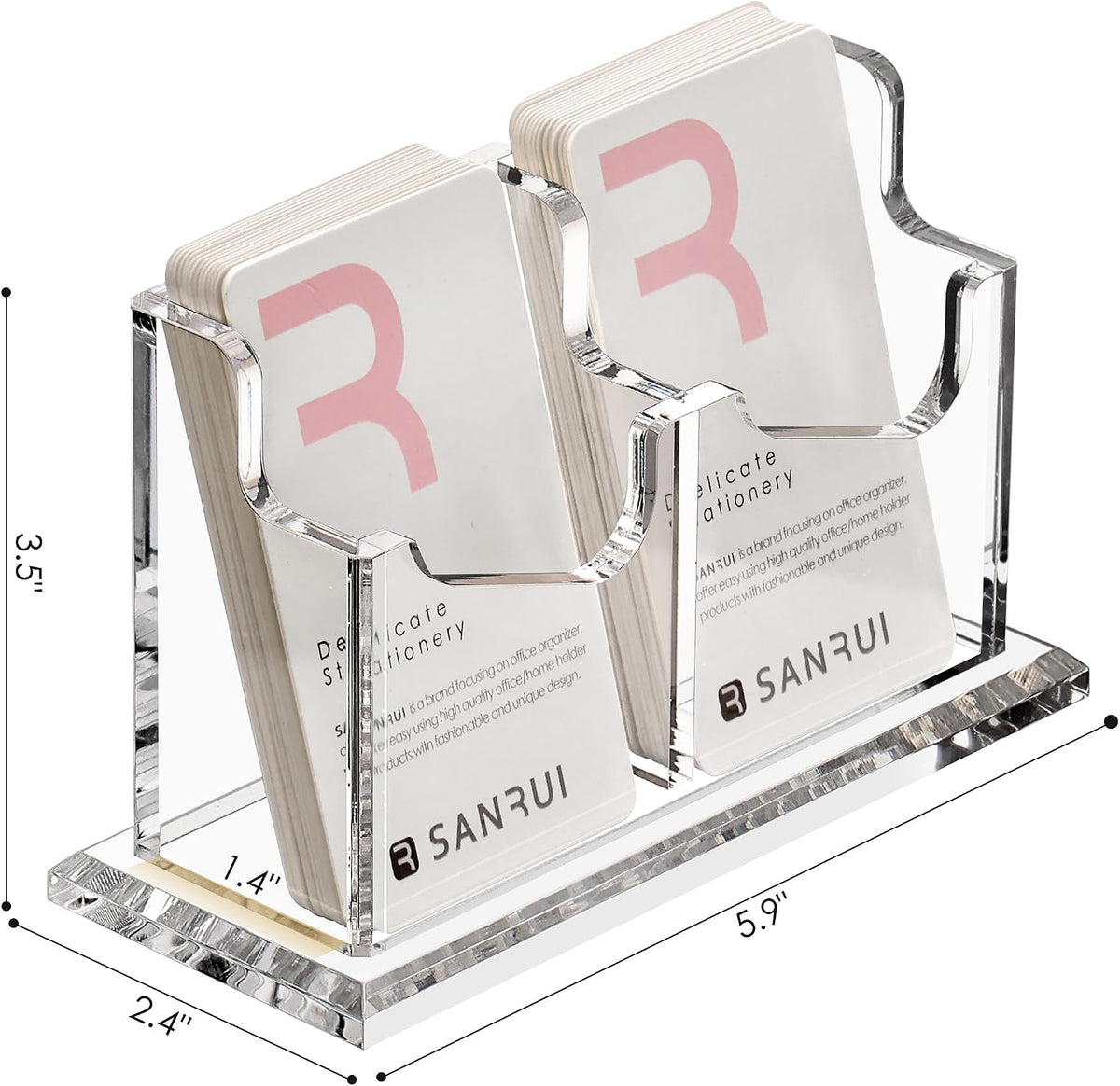 Vertical Business Card Holder for Desk，Clear Acrylic Business Card Display Stand，1 Slots ，Holds 50-60 Cards